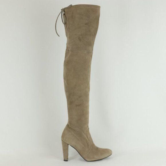Stuart Weitzman Highland Women's Size 6.5 Taupe Over The Knee Heeled Boots - Picture 6 of 11